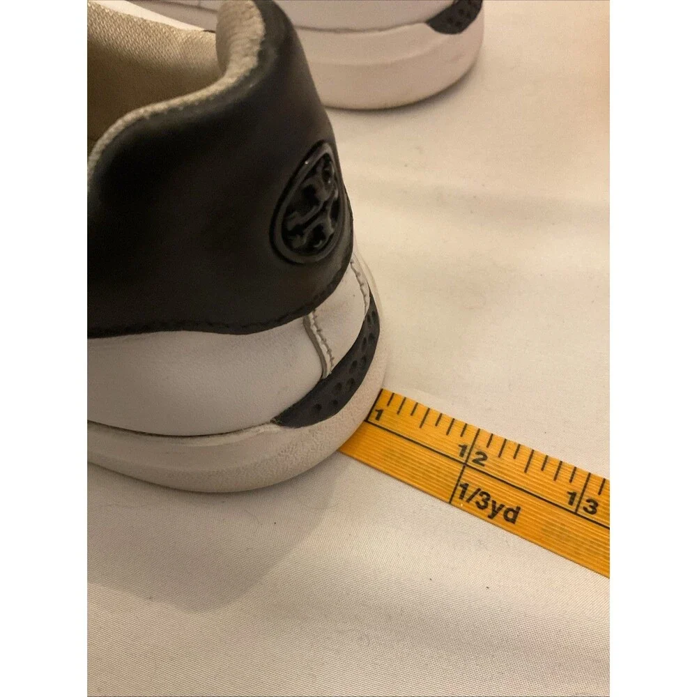 Tory Burch Howell Court Sneakers Titanium White Perfect Black Heel Tabs Size 9.5